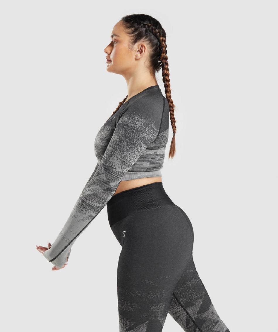 Gymshark Adapt Ombre Ženske Ošišane Majice Crne | HR 3588FDN